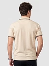 Cream Texture Knit Zipper Polo T-shirt