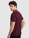 Wine Texture Knit Zipper Polo T-shirt