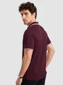 Wine Texture Knit Zipper Polo T-shirt