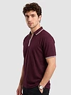 Wine Texture Knit Zipper Polo T-shirt