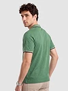 Sage Green Texture Knit Zipper Polo T-shirt