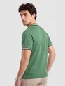Sage Green Texture Knit Zipper Polo T-shirt