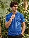 Royal Blue Texture Knit Zipper Polo T-shirt