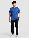 Royal Blue Texture Knit Zipper Polo T-shirt
