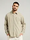 Beige Striped Cotton Shirt