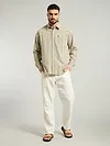 Beige Striped Cotton Shirt
