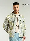 Green and Beige Stylish shacket for men, 