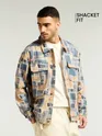 Stylish shacket for men featuring - peach and blue in color, 