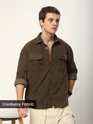 Dark Brown Tribal Textured Corduroy Shirt