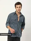 Grey Abstract Structured Corduroy Shirt