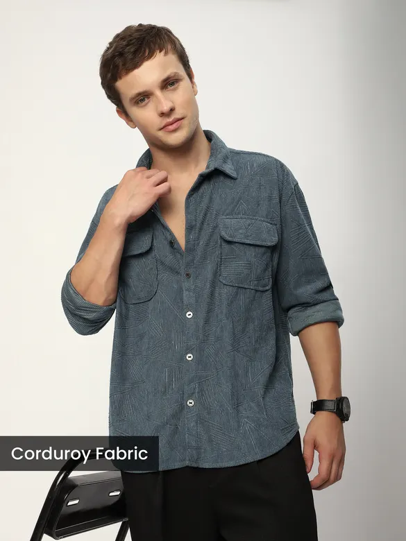 Men's casual corduroy shirts available online, 