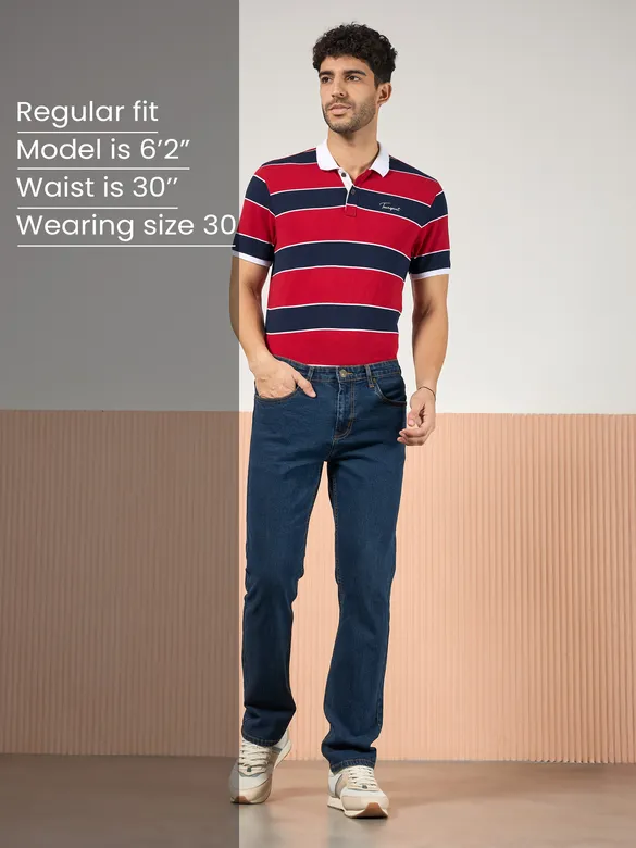 Navy Blue Regular Fit Mens Jeans
