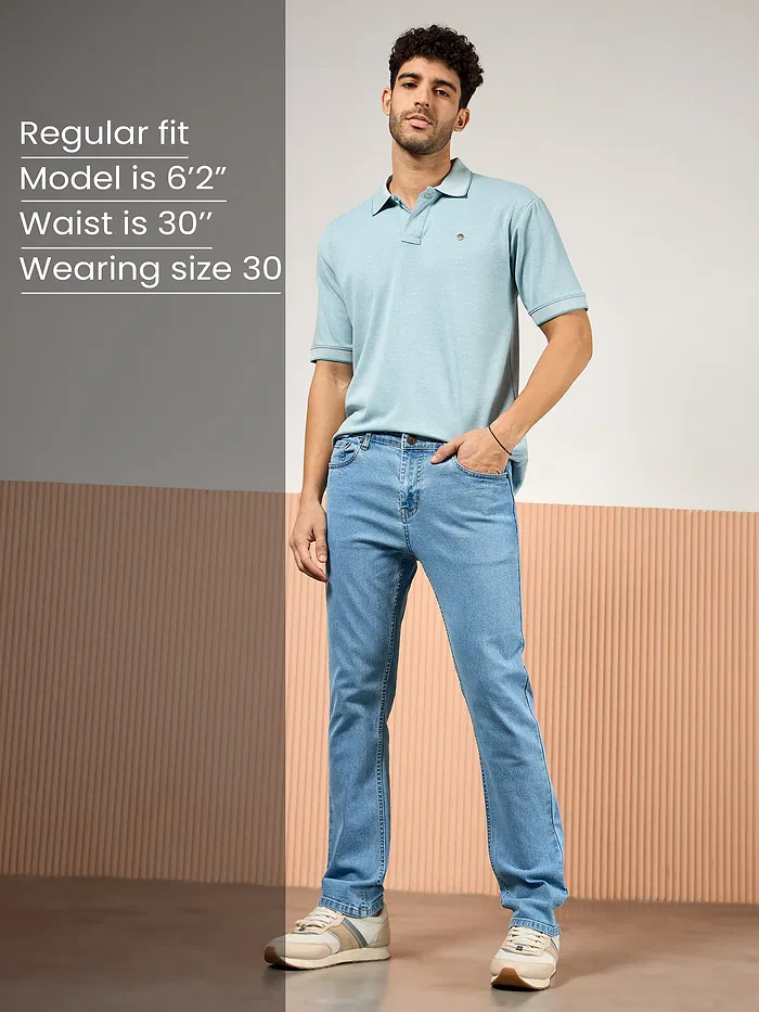 Sky Blue Regular Fit Mens Jeans