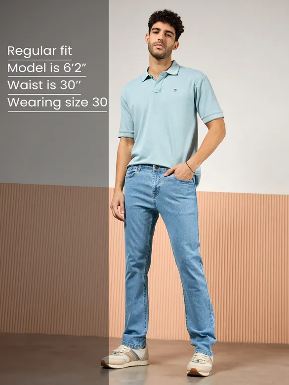 Sky Blue Regular Fit Mens Jeans