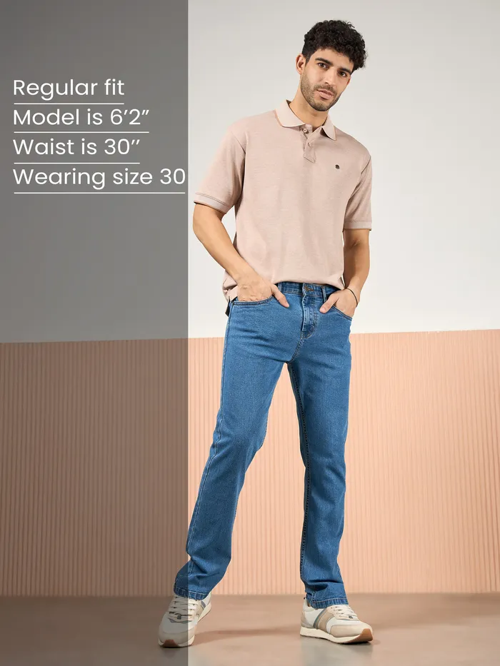 Soft Blue Regular Fit Mens Jeans
