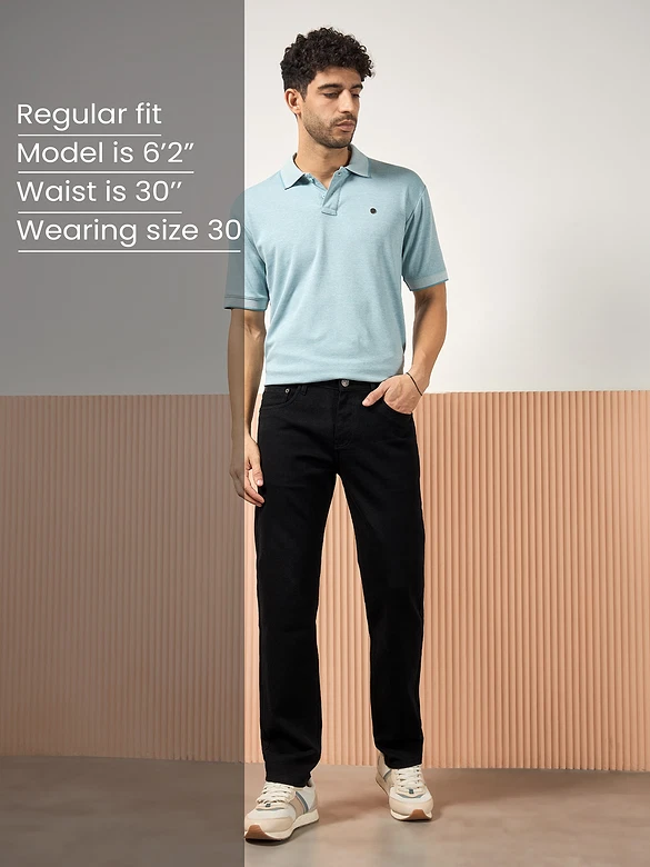 Black Regular Fit Mens Jeans