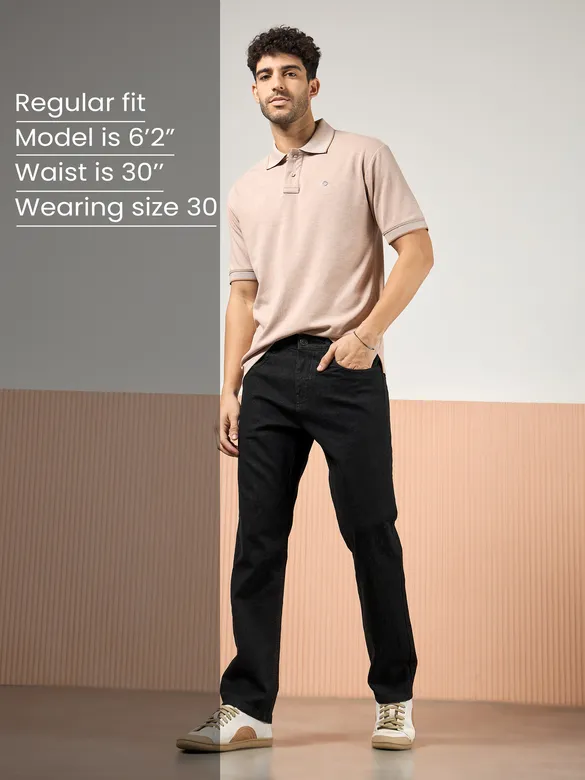 Charcoal Black Regular Fit Mens Jeans
