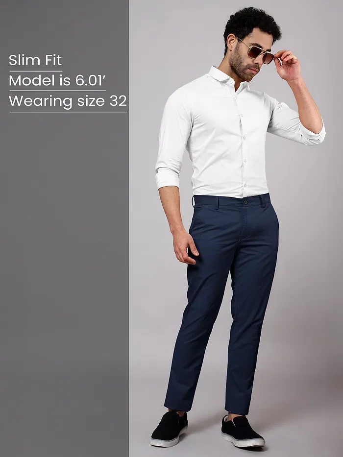 Midnight Blue Slim-Fit Trousers