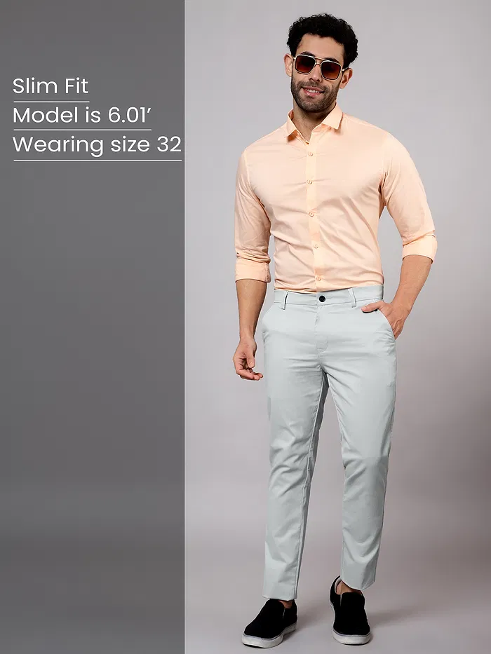 Silvery White Chino Pants