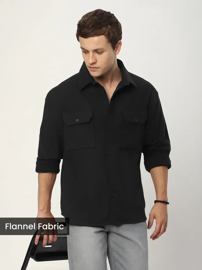 Black Recycled Flannel Shirt