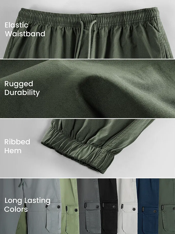 Crocodile Green Heavy Gauge Cargo Joggers | Beyoung