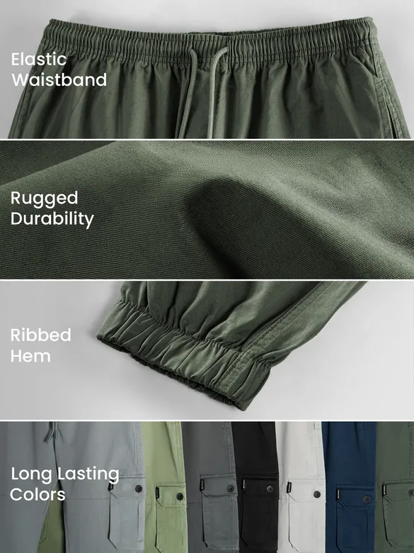 Crocodile Green Heavy Gauge Cargo Joggers | Beyoung