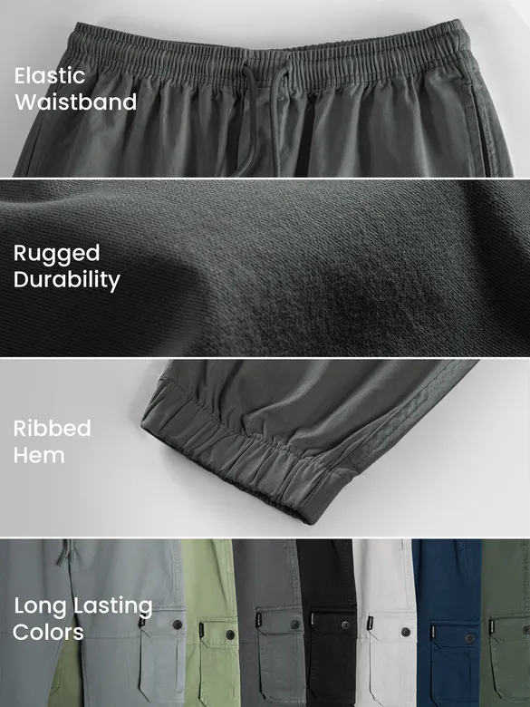 Matte Grey Heavy Gauge Cargo Joggers