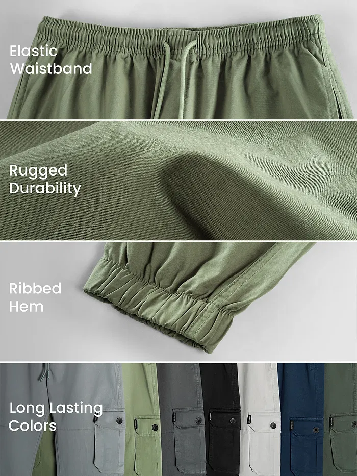 Pale Olive Heavy Gauge Cargo Joggers