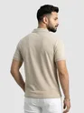 Beige Diamond Jacquard Textured Polo T-Shirt