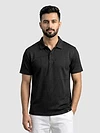 Black Abstract Jacquard Textured Polo T-Shirt