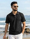 Black Wave Jacquard Textured Polo T-Shirt