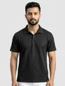 Black Wave Jacquard Textured Polo T-Shirt