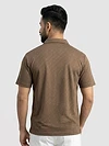 Brown Wave Jacquard Textured Polo T-Shirt