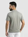 Grey Diamond Jacquard Textured Polo T-Shirt