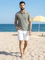 Grey Diamond Jacquard Textured Polo T-Shirt