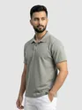 Grey Diamond Jacquard Textured Polo T-Shirt