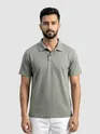 Grey Diamond Jacquard Textured Polo T-Shirt
