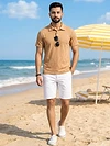 Maple Orange Diamond Jacquard Textured Polo T-Shirt