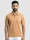 Maple Orange Diamond Jacquard Textured Polo T-Shirt