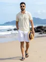 Off White Check Jacquard Textured Polo T-Shirt