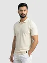Off White Check Jacquard Textured Polo T-Shirt