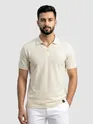 Off White Check Jacquard Textured Polo T-Shirt