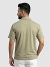 Sage Green Wave Jacquard Textured Polo T-Shirt