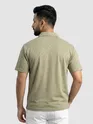 Sage Green Wave Jacquard Textured Polo T-Shirt