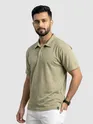 Sage Green Wave Jacquard Textured Polo T-Shirt
