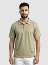 Sage Green Wave Jacquard Textured Polo T-Shirt