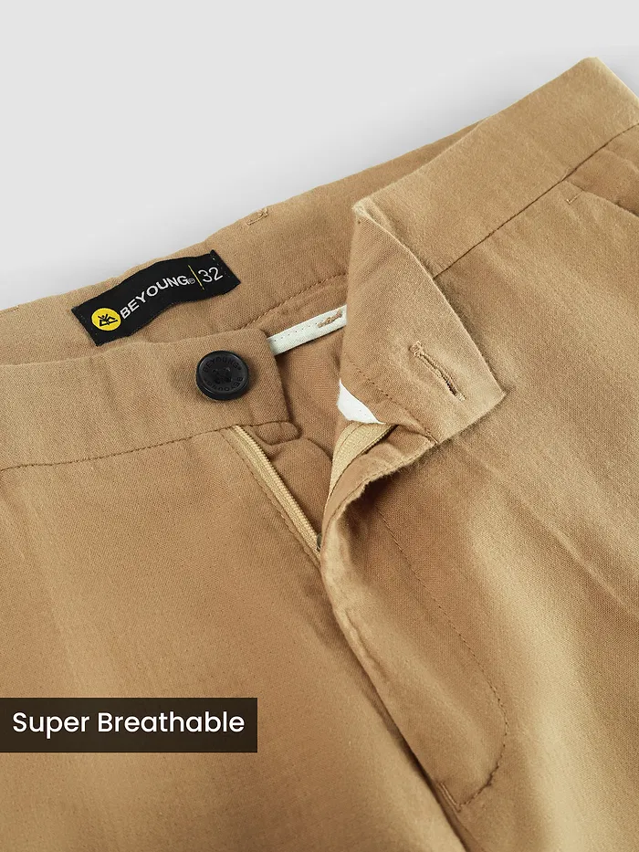 Khaki Textured Summer Pants