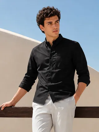 Black Button Down Oxford Shirts
