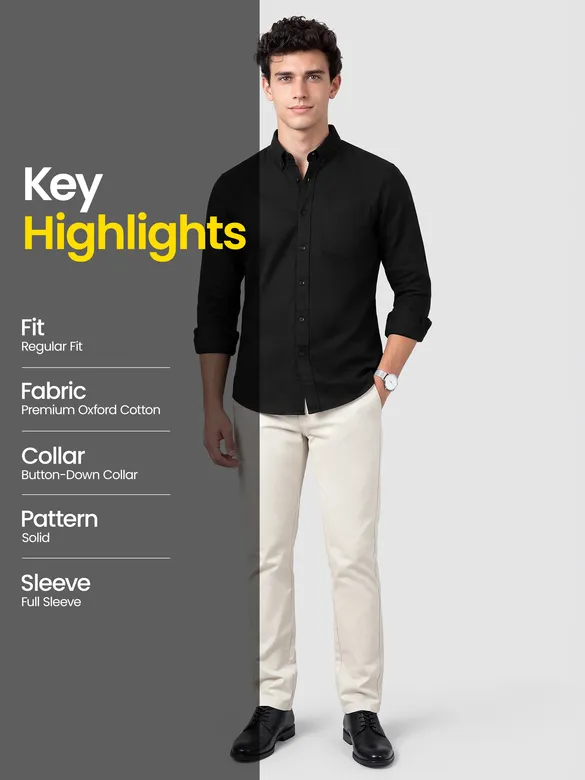 Black Button Down Oxford Shirts