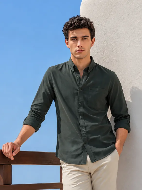 Dark Grey Button Down Oxford Shirts